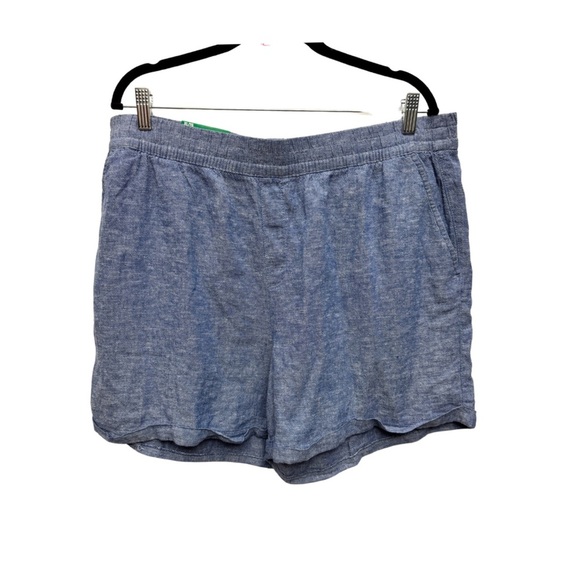 Frank & Oak Linen Blend Shorts Blue - Picture 2 of 10